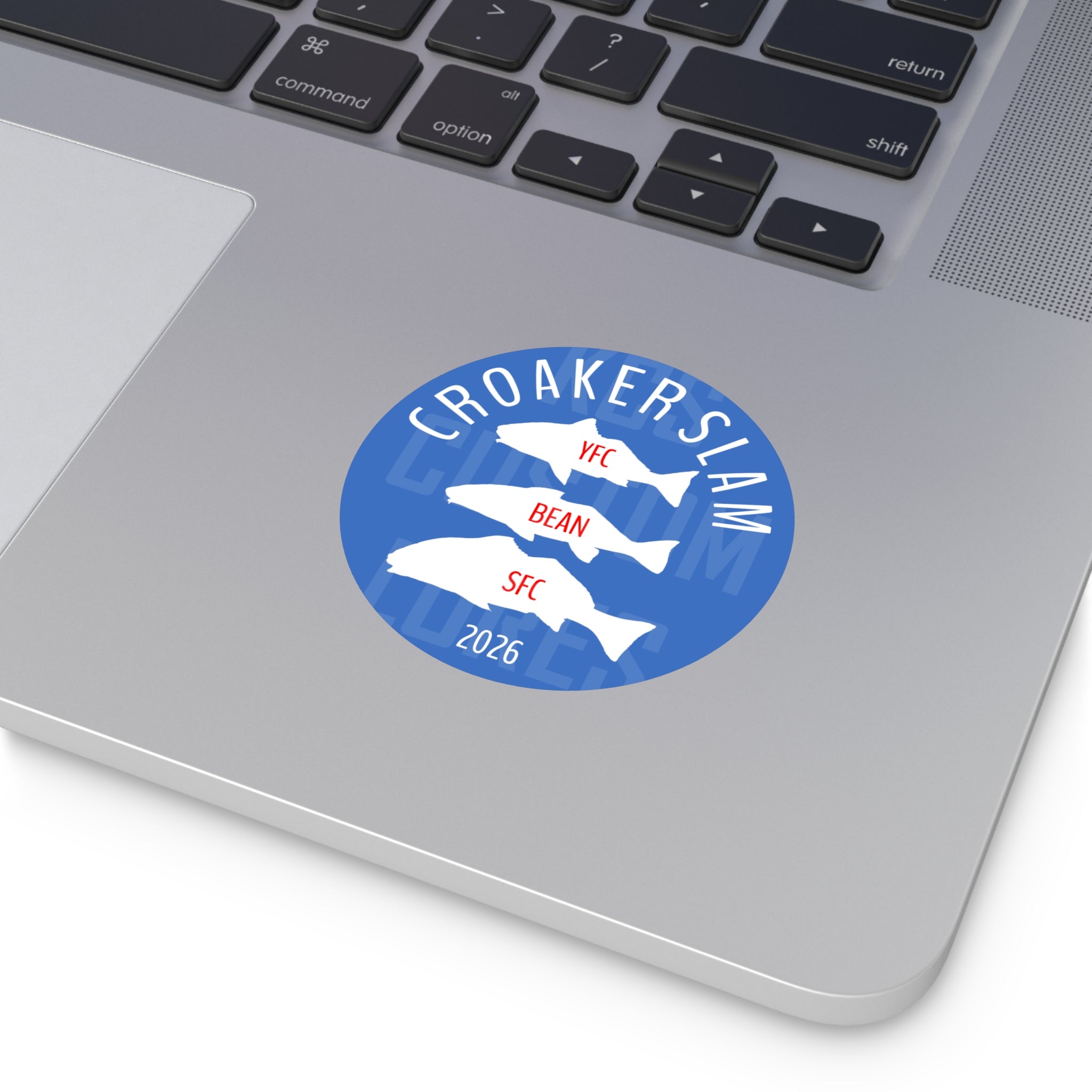 Croaker Slam 2026 Round Vinyl Sticker — Fishing Accomplishment!
