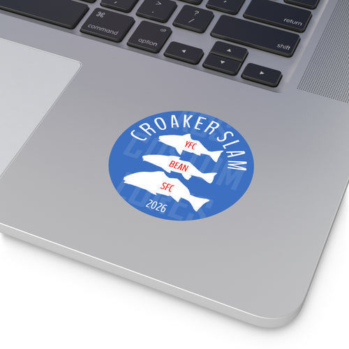 Croaker Slam 2026 Round Vinyl Sticker — Fishing Accomplishment!