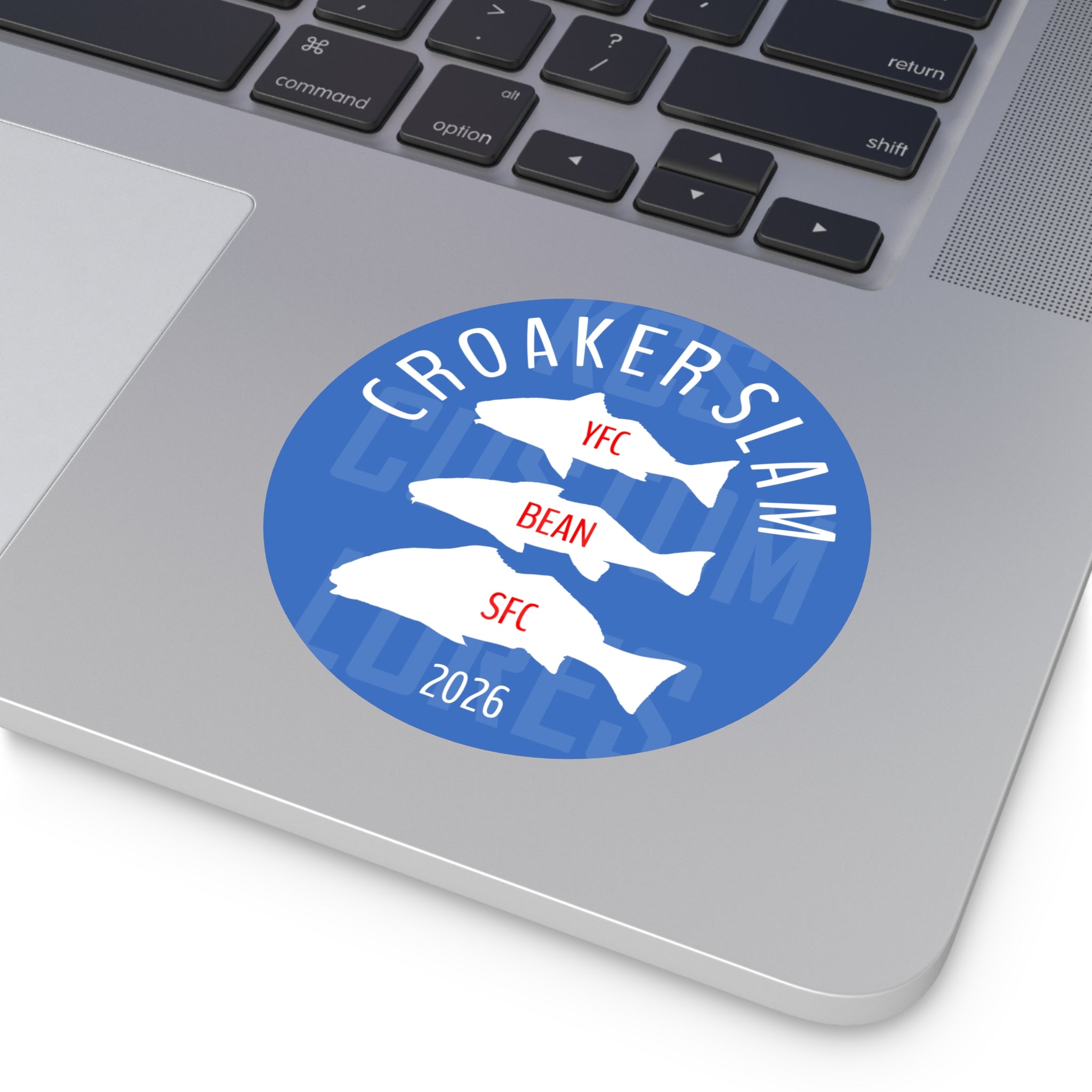 Croaker Slam 2026 Round Vinyl Sticker — Fishing Accomplishment!