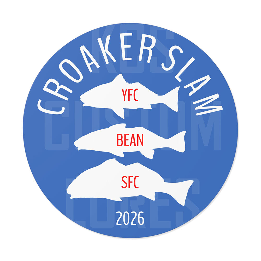 Croaker Slam 2026 Round Vinyl Sticker — Fishing Accomplishment!